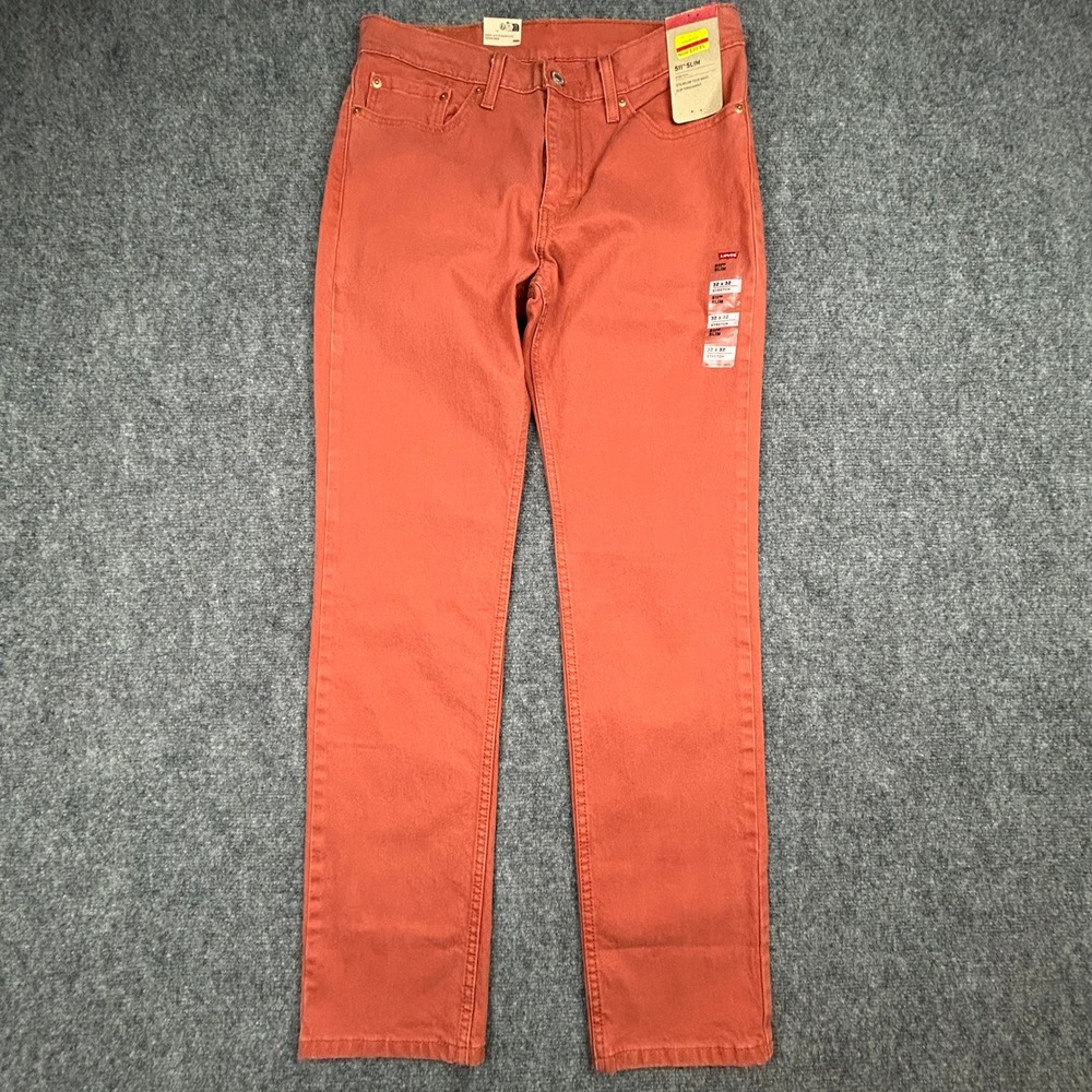 Levis 511 Slim Jeans Mens 32x32 Etruscan Red (Orange) Stretch Twill Pants